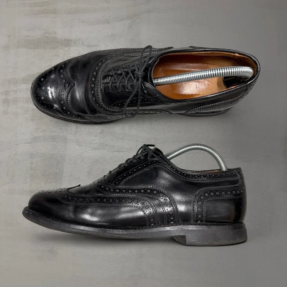 Allen Edmonds McAllister Wingtip‎ Vibram Oxford Black Leather Dress Shoes 7.5 E